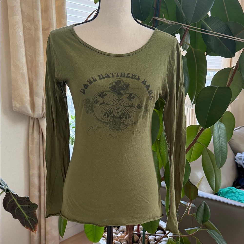 Olive Green Graphic Long Sleeve Tee